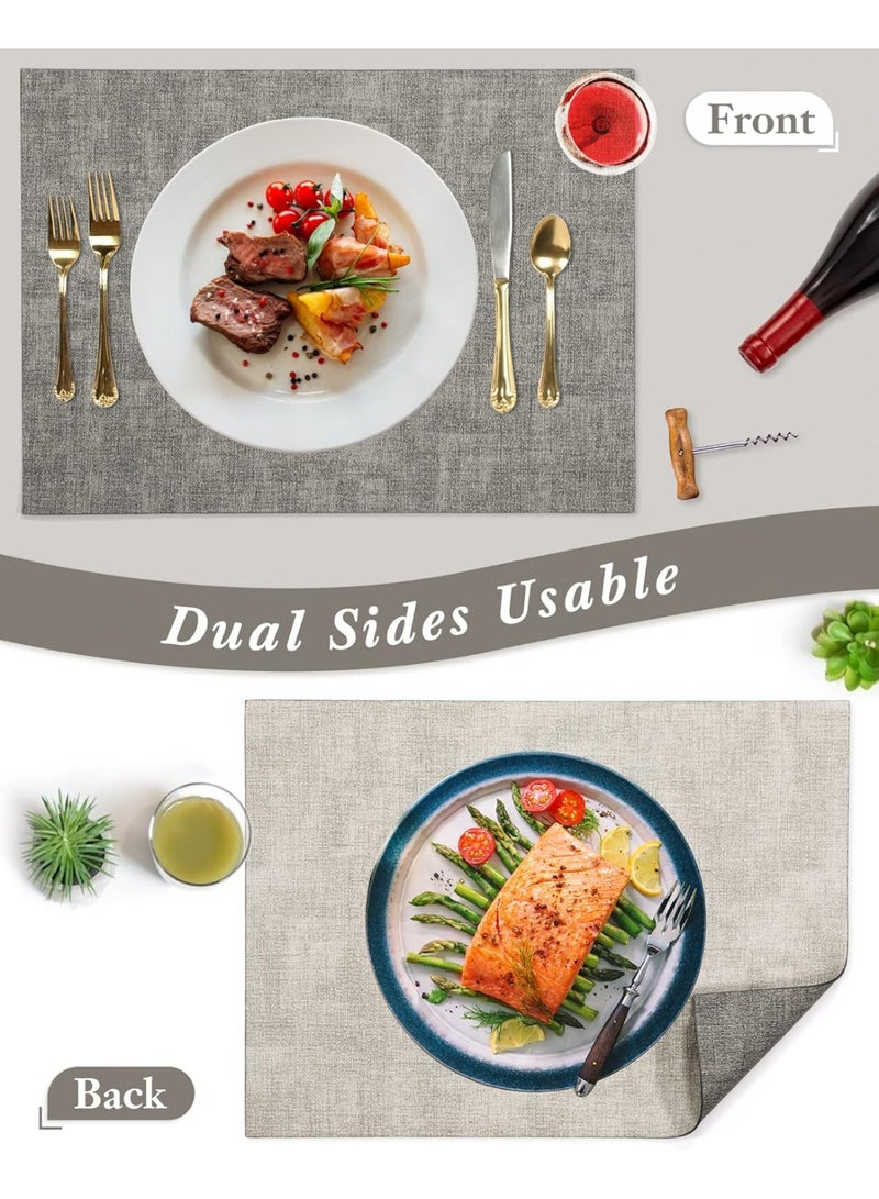 Leather Placemats Set of 6 Reversible Table Mats Heat Resistant Waterproof No-Slip Place Mats for Dining Table Kitchen Parties - Image 3